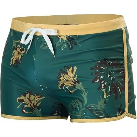 PJ PAUL JONES 50s Green Quick Dry Boxer Brief Floral Swim Trunks NWT Sz 2XL - Picture 3 of 6
